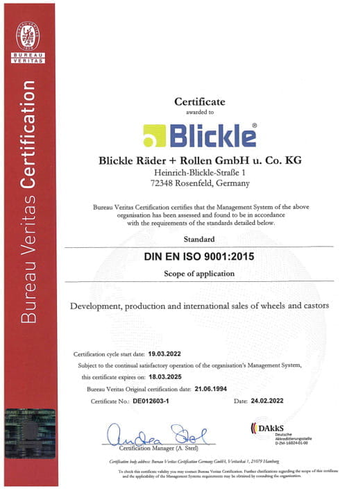 Kvalitetscertifikat DIN ISO 9001