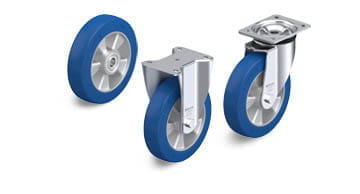 ALBS hjul och länkhjul med Blickle Besthane Soft polyuretan-hjulbana