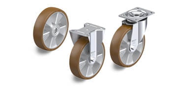 ALB hjul och länkhjul med Blickle Besthane polyuretan-hjulbana 