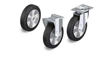ALEV hjul och länkhjul i elastiskt massivgummi ”Blickle EasyRoll”