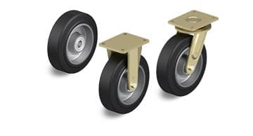 GEV-serien med hjul och länkhjul för höga belastningar i elastiskt massivgummi