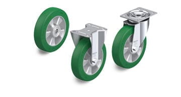 ALST hjul och länkhjul med Blickle Softhane polyuretan-hjulbana